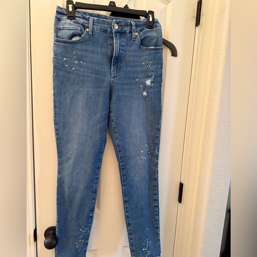 Express Blue Embellished Skinny Jeans